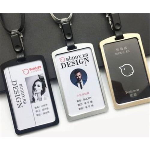 Aluminum Alloy Business Work Card ID Badge Lanyard Holder Hot Vertical Metal 5.9*10cm