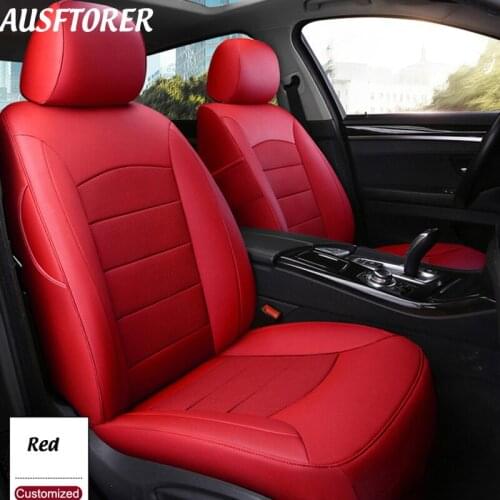 AUSFTORER Genuine Leather Cover Seat for Ford Ranger 2017 2018 2016 Seat Covers Accessories Seat Protector Car Styling 13pcs/Set