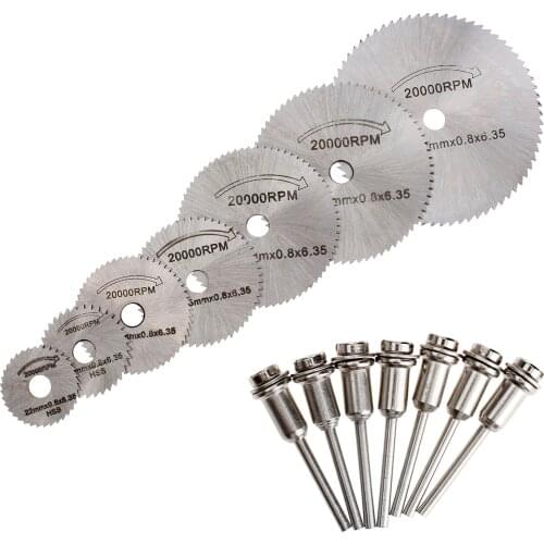 14Pcs/set 22-60mm HSS Cutting Disc Circular Saw Blade Cut Off Grinding Wheel Disc with Rod for Rotary Tools Dremel Accessories
