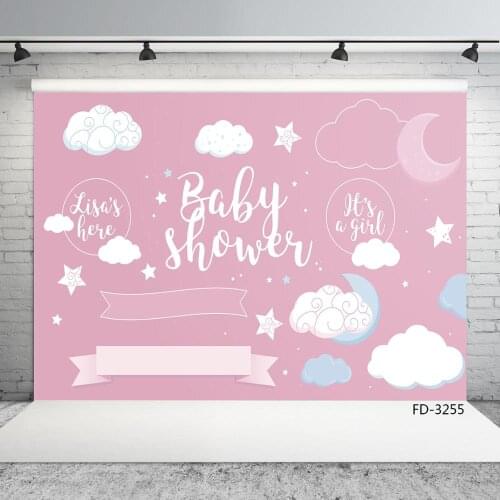 Pink Photographic Backdrop Cartoon Cloud Decor Vinyl Cloth Background for Children Newborn Baby Photocall Photobooth Fond Photo