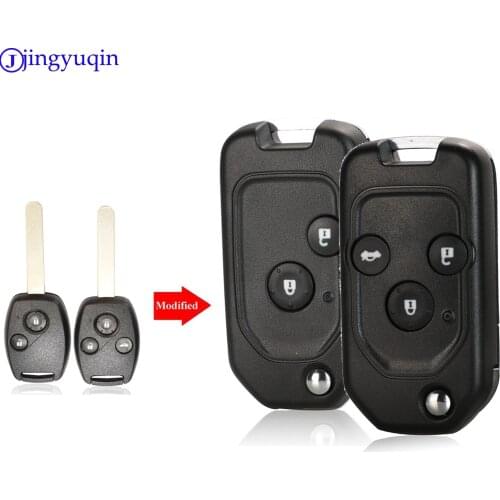 Jingyuqin Modified 2/3 Buttons Car Key For Honda Accord Pilot Cr-V Key Housing Civic Insight Ridgeline 2003-2013