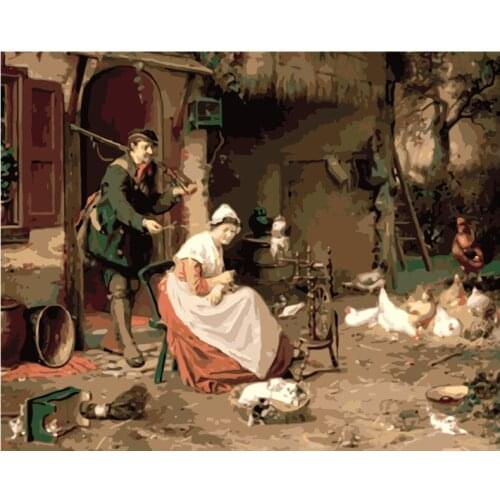 Painting By Numbers DIY Dropshipping Big size Warm and happy farmhouse Landscape Acrylic House Decoration Art picture Gift