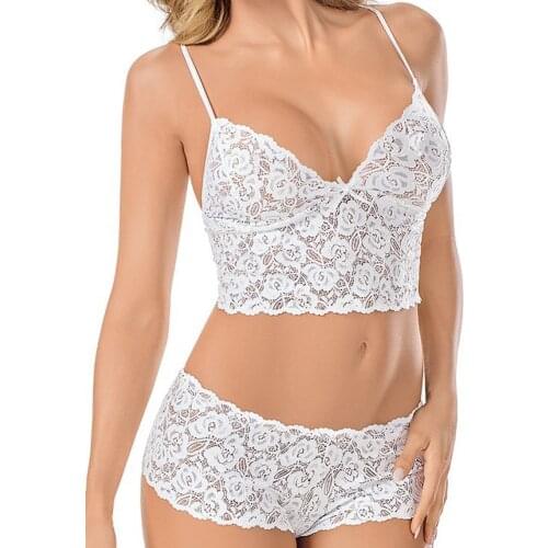 5XL Hot Popular Sexy Pure Lace Women Negligee Bra Set With Briefs Mesh Lingerie Strap Light Breathable Femme Underwear