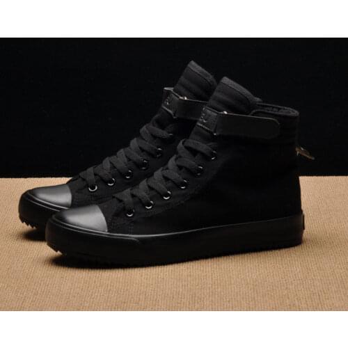 Fashion New Men Light Breathable Canvas Casual All Black white High top Solid Color Sneakers Shoes Couple vulcanized Women boots