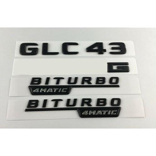 Black GLC43 for AMG BITURBO 4MATIC Trunk Fender Badges Emblems