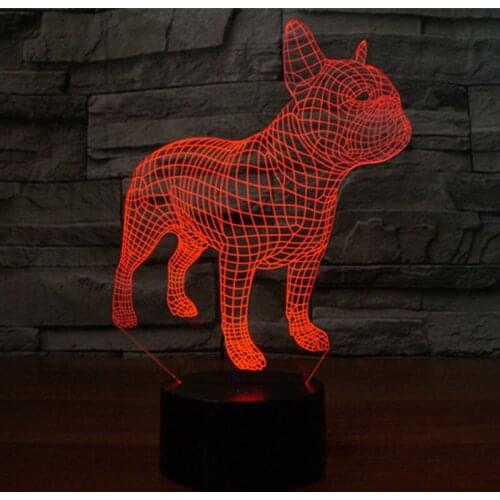 Cute French Bulldog 3D LED Night Lamp 7 Colors USB Hologram Decor Lamp Table Desk Lights Birthday Party Gift For Children Friend