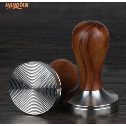 Solid wood handle powder hammer stainless steel coffee press press: red sour branch 58mm53mm thread bottom barista tools