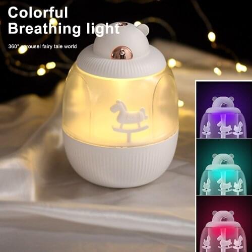 Musical Box Aroma Carousel Hmidifier USB Or Chargeable 320ML Air Diffuser Household Creative LED Color Changing Humidifie