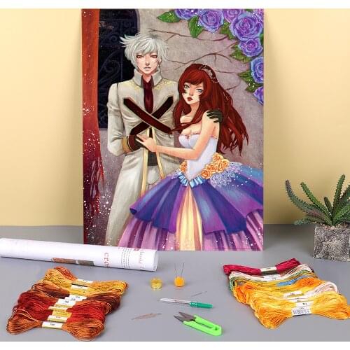 Cartoon Girl Woman Pre-Printed 11CT Cross Stitch DIY Embroidery Kit DMC Threads Hobby Handmade Handiwork Painting Design