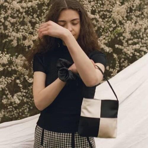 New niche design shoulder bag checkerboard silk purse mini square handbag 01-SB-xzsjqp