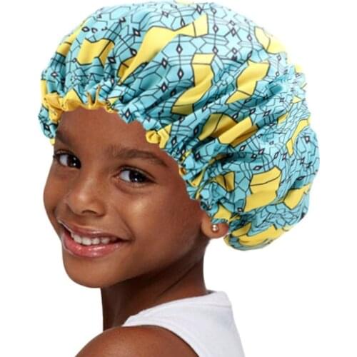 New Satin Lined Bonnet For Kids 2021 Baby Beauty Print Satin Silk Bonnet Sleep Night Cap Head Cover Bonnet Kids Hat