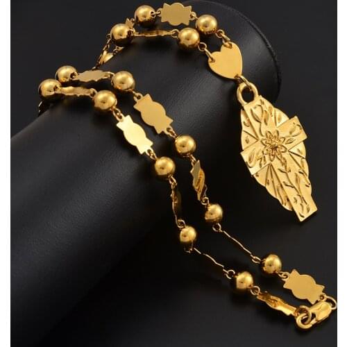 Anniyo Flower Cross Pendant Necklaces for Women Men Habesha Jewelry Hawaii Kundu Micronesian Marshall Island Crosses #198106