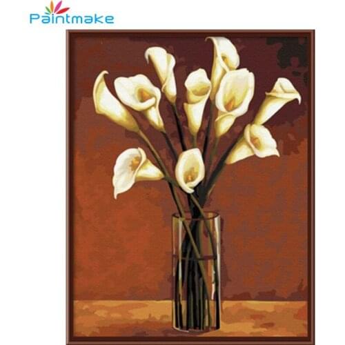 Paintmake flowers DIY Painting By Numbers Drawing Kits callas Oil hand Painted On Canvas Unique For Home decor Art G230