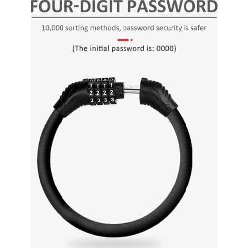 Portable Mountain Bike Lock Anti-theft Four-digit Password Lock Fixed Bicycle Accessories Zinc Alloy Anti-rust Bicycle Ring Lock