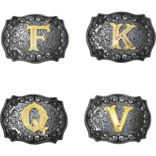 Luxurious Man Belt Buckle Novelty Women Cool Golden Initial Letters ABCDWXY-Z Mens Cowboy Waist Belt Buckle Indian Metal Buckle