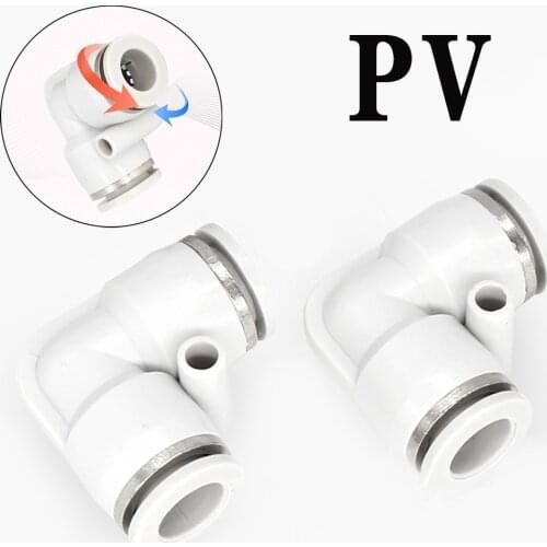 PV pneumatic connector L-type air hose quick connector plastic white connector air compressor accessories 4 6 8 10 12mm