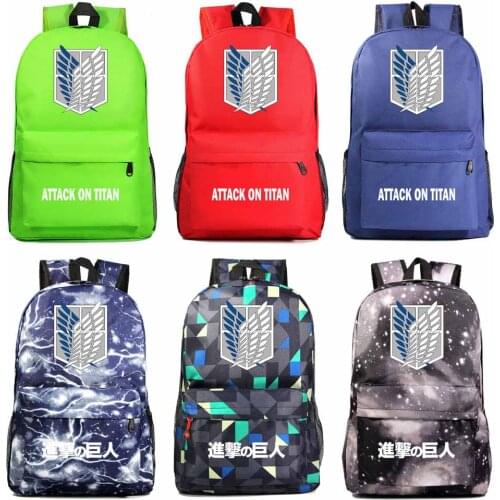 Christmas Cartoon Anime Wings Attack On Titan Boy Girl Book School bag Women Bag pack Teenagers Schoolbags Men Student Backpack