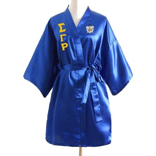 Sorority Fraternity Loose Silk Bathrobe Lace Satin SGR Clothes Robe