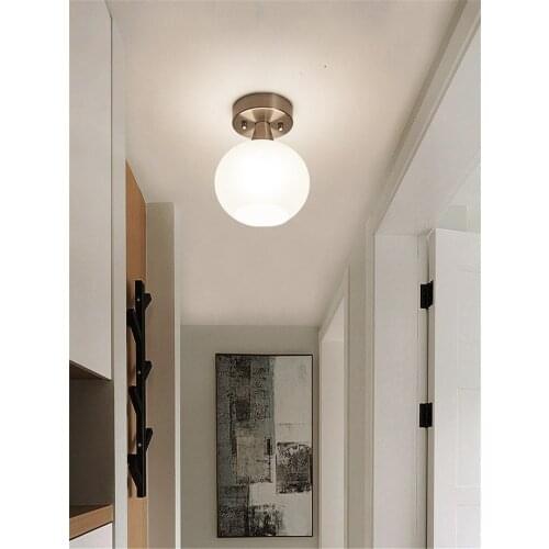 Entrance hallway simple led hallway light Nordic creative round glass lampshade corridor ceiling lamp