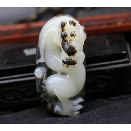 Big Treasure Certificate Top Chinese Hetian White Jade Dragon totem Big Pendant Carving FRAT Timestown 20201128A