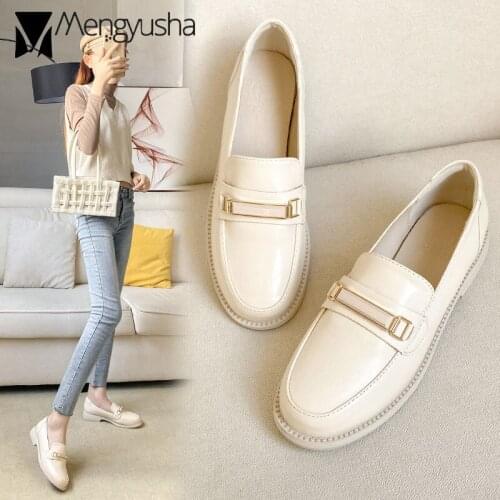 British buckle band oxford shoes woman handmade sewing small leather brogues female brief derby flats slip on loafers size43