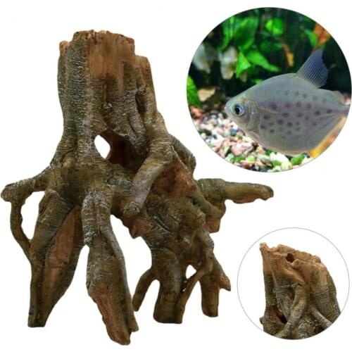 Shelter Trunk Ornament Realistic Fish Hideout Resin Aquarium Ornament Fish Tank Simulation Driftwood Ornament for Aquarium