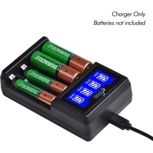 Universal Battery Charger 4-Slots AA AAA Battery Charger for AA & AAA Ni-MH Ni-cd and Rechargeable Li-ion 18650 26650 Batteries