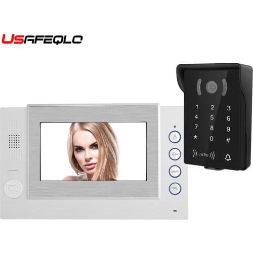 USAFEQLO 7" Wired Video Doorbell Indoor Monitor Rainproof Camera Visual Intercom Two-way Audio Remote Unlock Video Door Phone