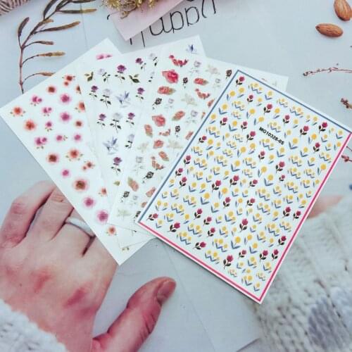 Spring Flower Pattern Nail Art Sticker Self Adhesive Transfer Decal 3D Slider DIY Tips Nail Art Decoration Manicure Package