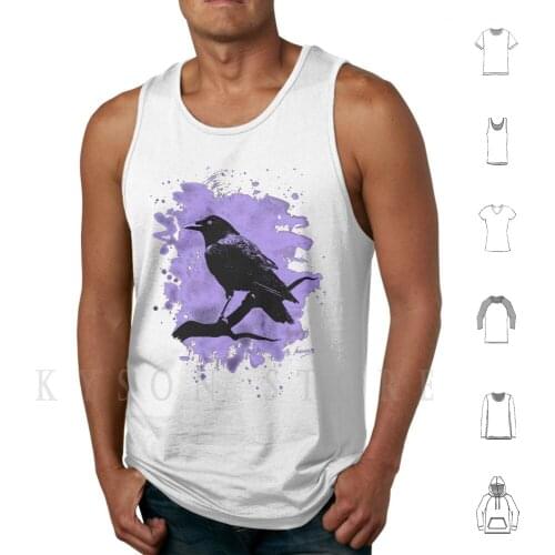 Crow Bleached Violet Tank Tops Vest 100% Cotton Crow Raven Kr ? He Raabe Horror Gothic Goth Metal Punk Psychobilly