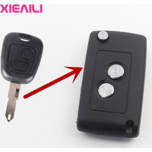 XIEAILI 10Pcs 2Button Modified Flip Folding Remote Key Case Shell For Peugeot 206/207 For Citroen C2 Key Fob Case S61