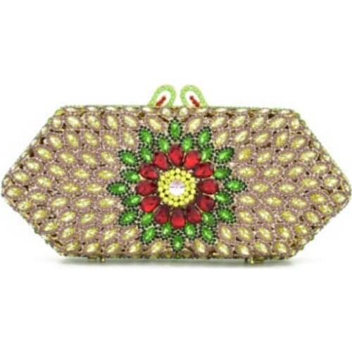 XIYUAN Dazzling Women Crystal Clutch bag Evening Bags Minaudiere Clutch Box Hollow Out Wedding Party Shoulder bags Handbag Purse