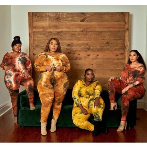 Women Plus Size Large 2021 Fashion Tie Dye Two Piece Set Homewear V Neck Tops T-shirt Pants Tracksuit Casual Loose Clothes