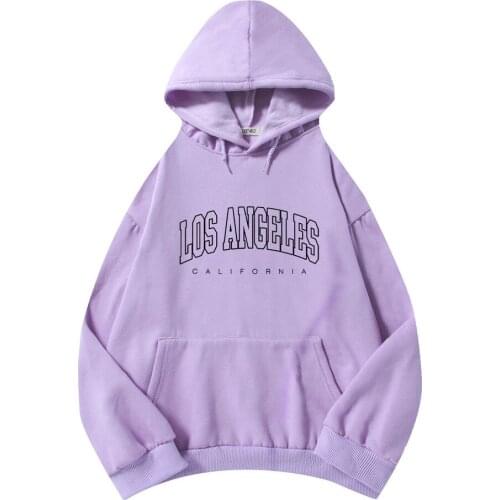 Streetwear Ladies Los Angeles Letter Oversized Hoodie Women Winter Sweatshirt Women Retro Pullover Aesthetic Clothes Loose Top