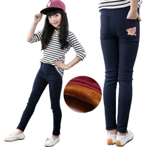 V-TREE Leggings For Girls Warm Fleece Kids Clothing Casual Pants Elastic Pencil Trousers Fashion Child Autumn Winter Hot Sale