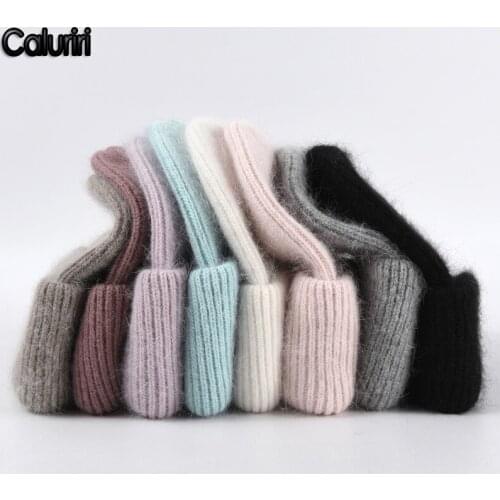 Winter Hats for Women Rabbit Fur Beanie Hat Female Knitted Skullies Beanies Solid Wool Soft Winter Cashmere Caps Bonnet ZZ-332