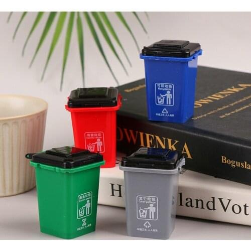 1:12 Dollhouse Mini Trash Can Toy Garbage Truck Cans Curbside Vehicle Garbage Separation Bin Toys Kid Furniture Toy Gift