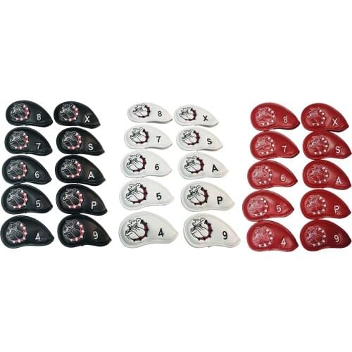 10pcs Black PU Golf Iron Head Covers Set Headcover Fits All Brands