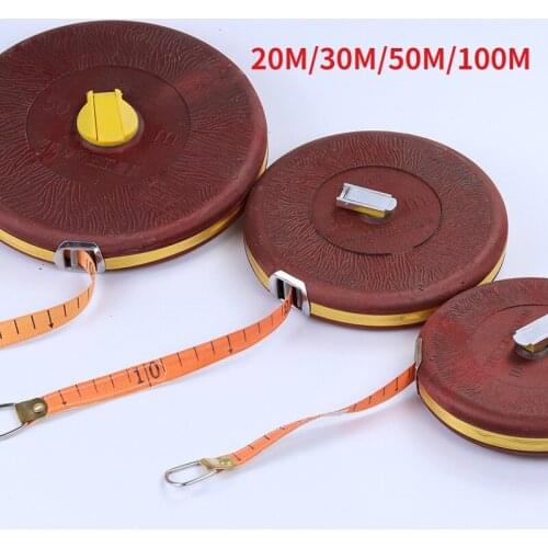 20M/30M/50/100M Fiber Measuring Tape Hand-held Disc Flexible Ruler Wind Up Measure