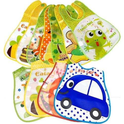 20pc/lot Baby Bibs Waterproof Lunch Bibs Boys Girls Infants Cartoon Pattern Bibs Burp Cloths for Children Self Feeding Care