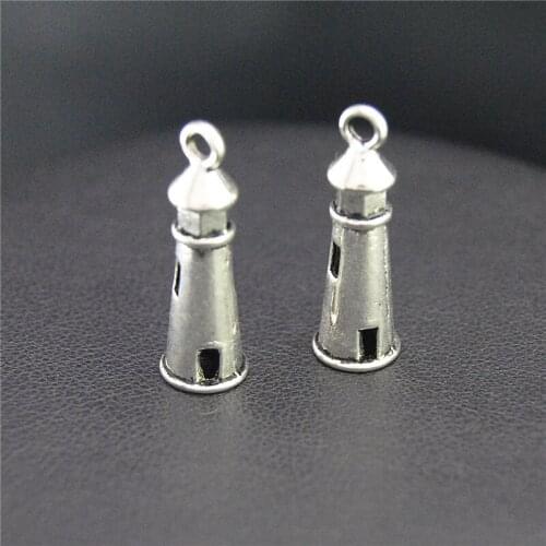 20pcs Silver Color Plated Lighthouse Castle Charms Pendants For Necklace Bracelets Jewelry Making A2226