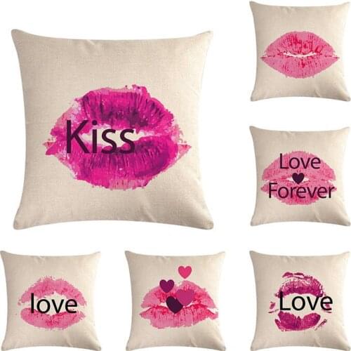 45x45cm Lip Lipstick lip print series Cotton linen pillowcase Flax Cushion Cover Pillowcase 45x45cm Love Throw Pillow Cover