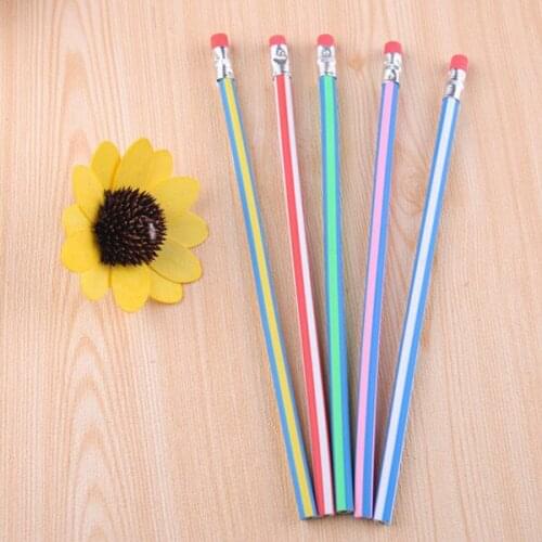 5 Pencils Pcs Flexible Soft Pencil With Eraser Stationery Student Rubber Lead Pencils Writing School Office Supplies Pencils