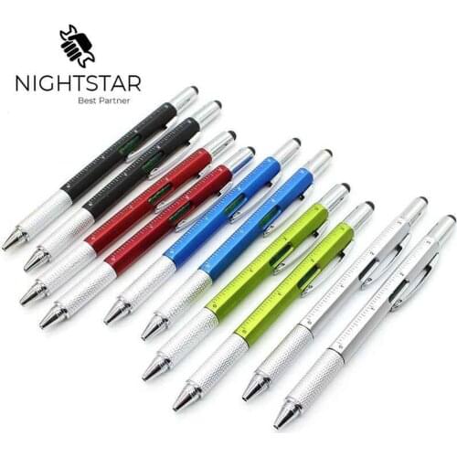 6 In1 Multifunctional Touch Screen Tool Stylus Ballpoint Pen Portable With Ruler Screwdriver Tool / Random Color /1 Piece