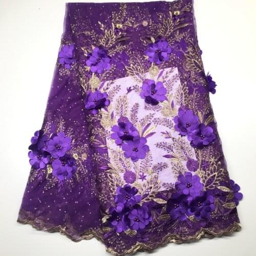 3D Flowers African Lace Fabric Beaded French Lace Fabric Dubai/ Nigerian Lace Fabric 2021 High Quality Lace For Dress MQ1930