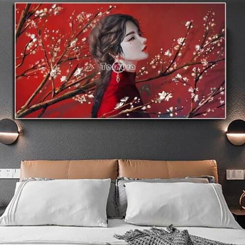 Diamond Painting Classical Woman with Flowering Branches 5D rhinestone Cross Stitch Embroidery Mosaic Handmade Home Decor large