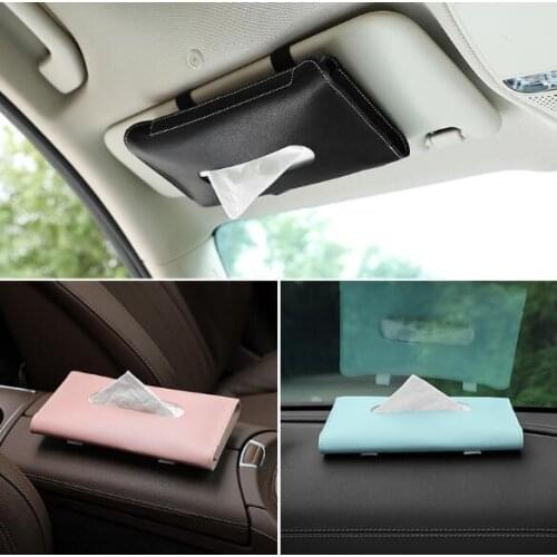 Car Sun Visor Tissue Box Armrest Seat Back PU Leather Tissue Box Napkin Holder Tissue Holder Car Seat Box Auto Accessories