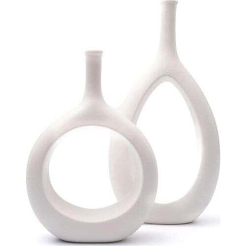 Free shipping Set of 2 Handmade Ceramic Flower Vases Modern Decorative Vase for Living Room Centerpiece Or As A Gift