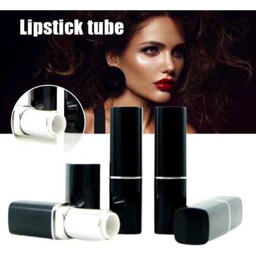 Black Empty Lipstick Tubes 12.1mm Refillable Lipstick Sample Lip Balm Containers Rotatable for DIY Homemade Cosmetic -VL16