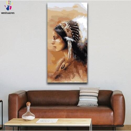 DIY colorings pictures by numbers with colors Ethnic style headdress picture drawing painting by numbers framed Home